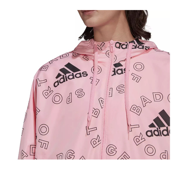 adidas Essentials Printed Logo Oversized Windbreaker Jacket Girls Large NWT - Picture 1 of 6